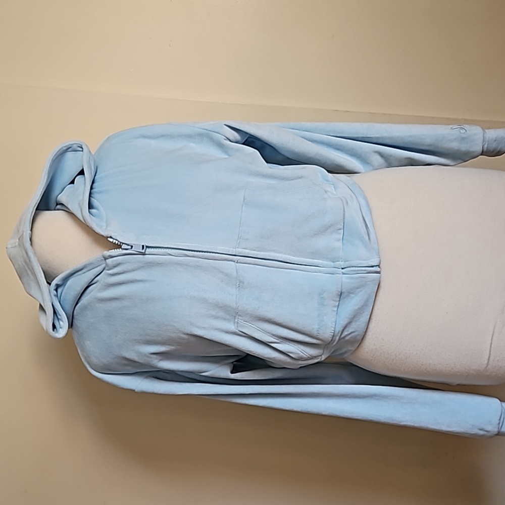 Sacré Velvet Cozy Cropped Hoodie Sweatshirt Zip-Up Size Small